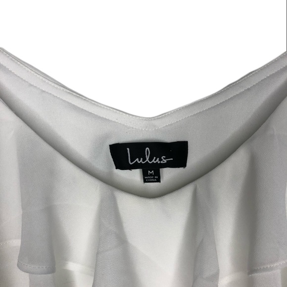 Lulu's White Off the Shoulder Ruffle Mini Dress - Picture 7 of 8